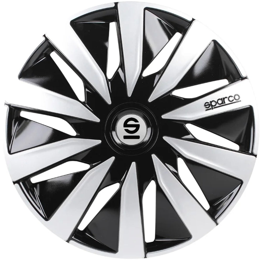 wieldoppen Lazio 16 inch ABS zwart zilver set van 4