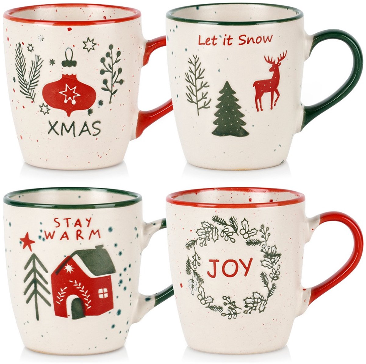 Home styling kerstbeker aardewerk set a 4 200ml