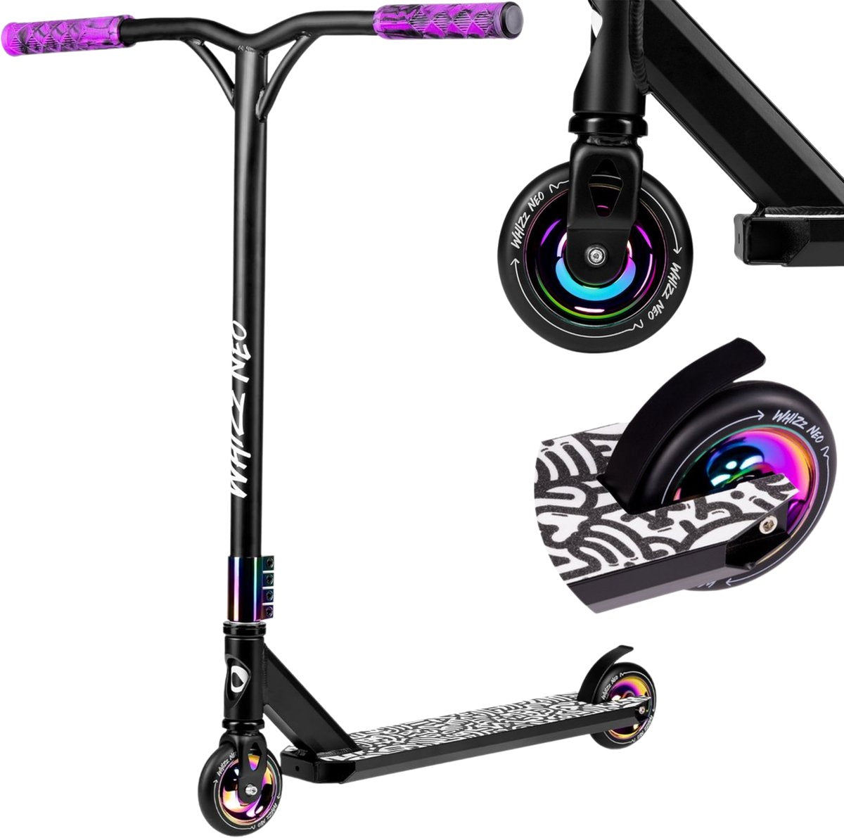 Lionelo whizz step - 110mm pu wielen - t-bar stuur - 100 kg draagvermogen - abec-9 lagers - voor jongens en meisjes