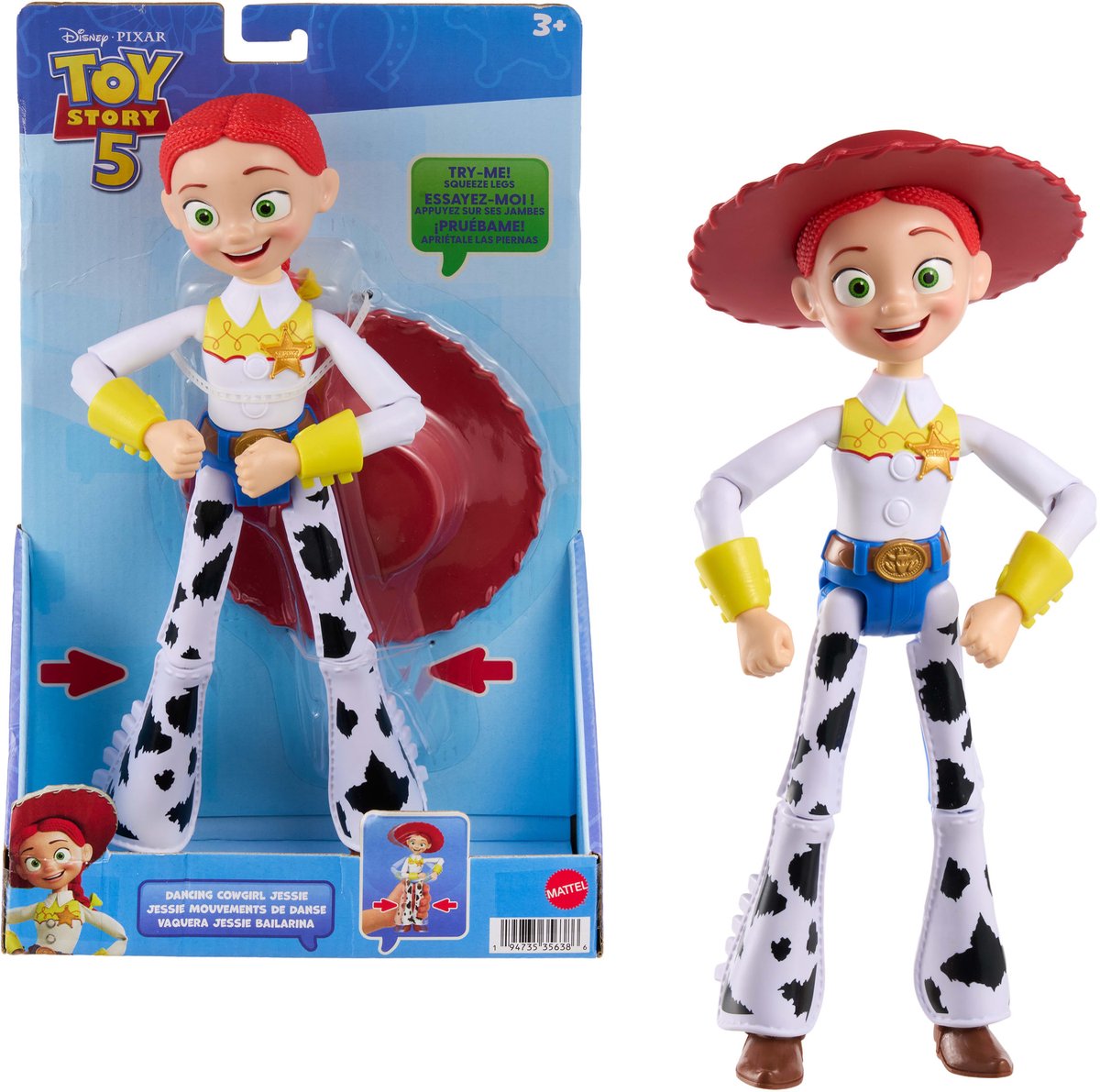 Mattel disney en pixar toy story 5 grote jessie figuur 30 cm - beweegbaar speelgoed dansende cowgirl