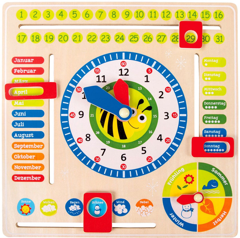 Small Foot - Wooden Calendar Clock Seasons with (German text)