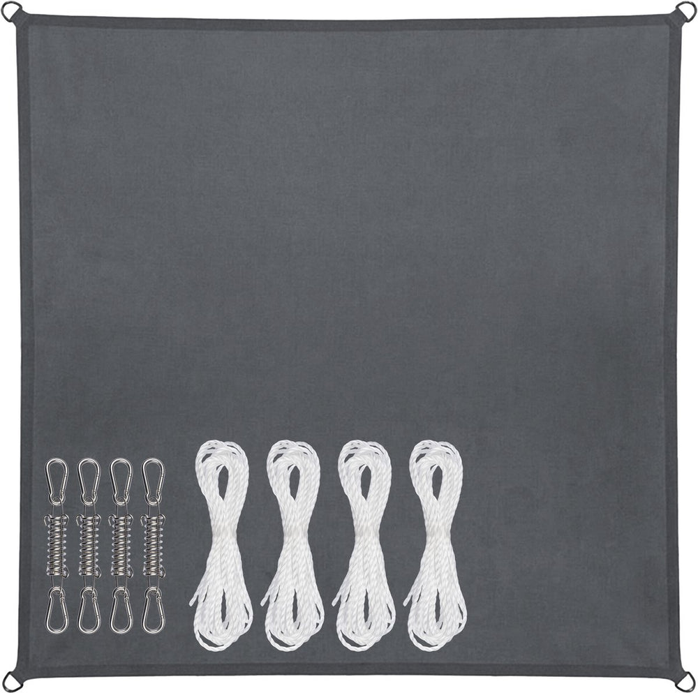 Abbey camp schaduwdoek - pes - 3 x 3 m - grijs - zonnedoek - rvs ringen - sunshade