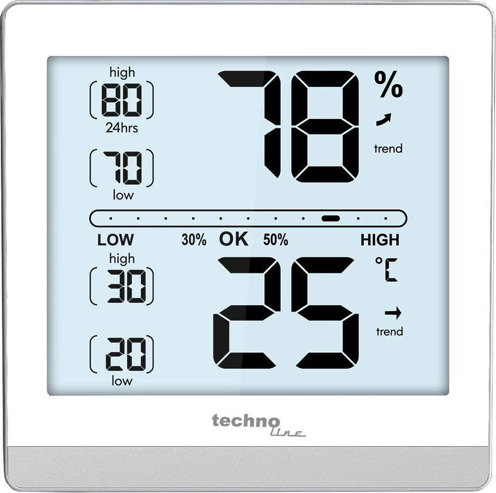 Technoline thermometer - ws 9470 - 118x118x24mm - wit zilver - tl-ws9470