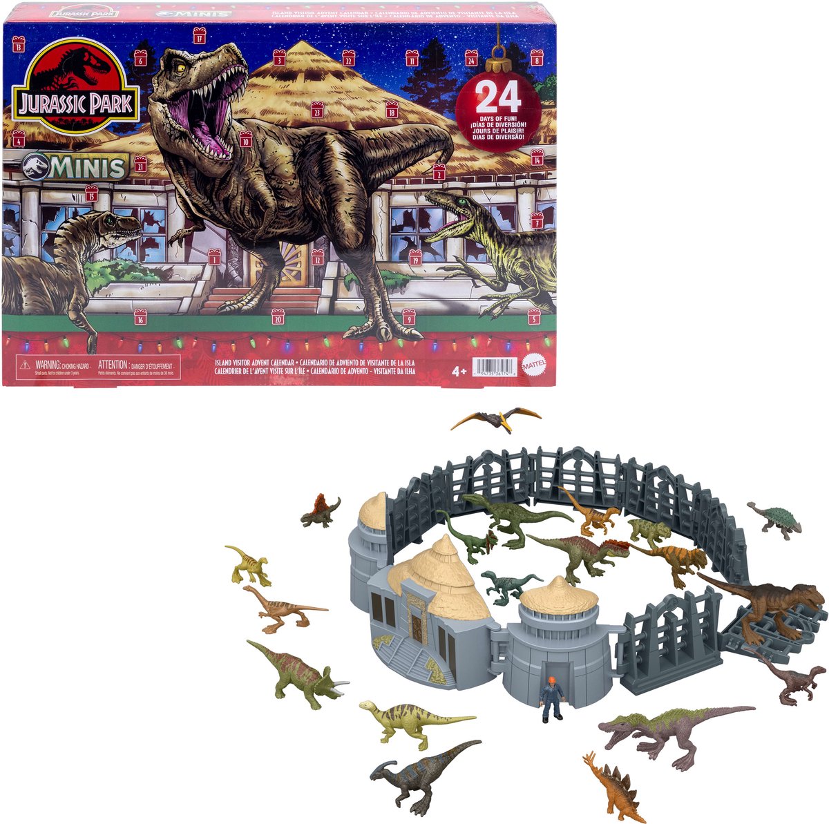 Mattel jurassic world island visitor adventskalender - 24 dagen vol verrassingen - 19 mini-dinosaurussen