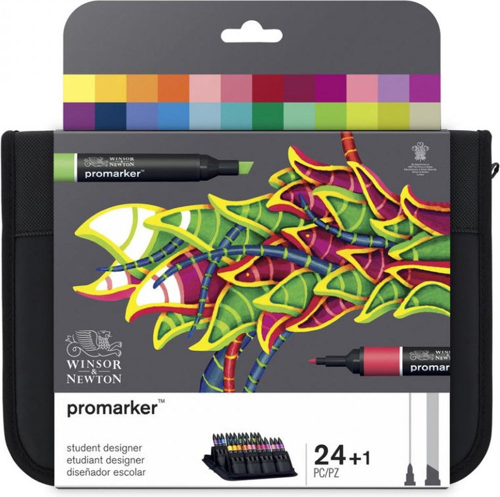 Winsor newton 0290030 promarker 24-set in wallet | professionele 2-punts layoutmarkers alcoholmarkers