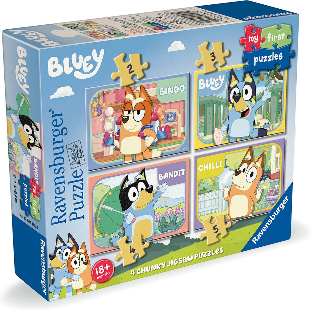 Ravensburger kinderpuzzel - bluey 4 in a box - vanaf 18 maanden
