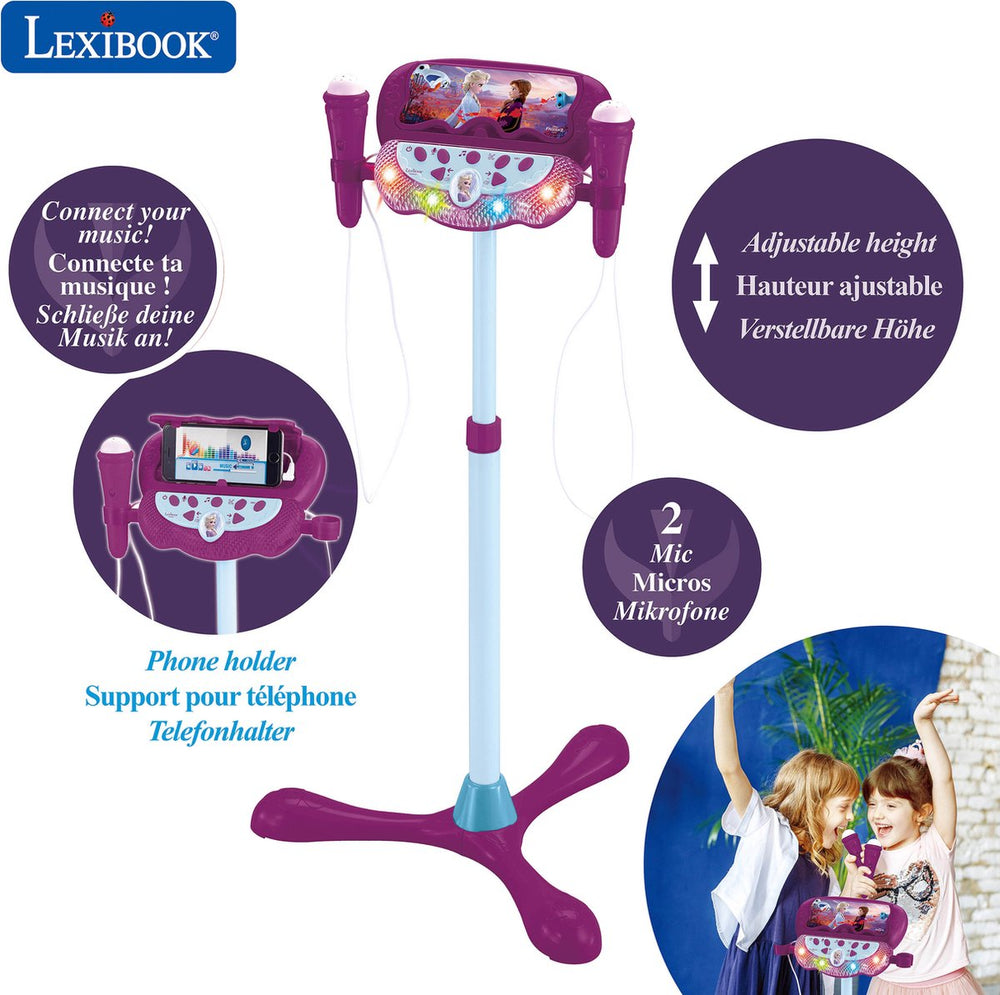 Lexibook frozen verstelbare standaard met 2 microfoons met stemeffecten, verlichting, luidspreker, bluetooth