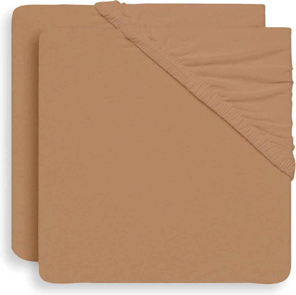 Jollein - baby hoeslaken jersey (biscuit) - katoen - 2 stuks - hoeslaken wieg - 40 50x80 90cm