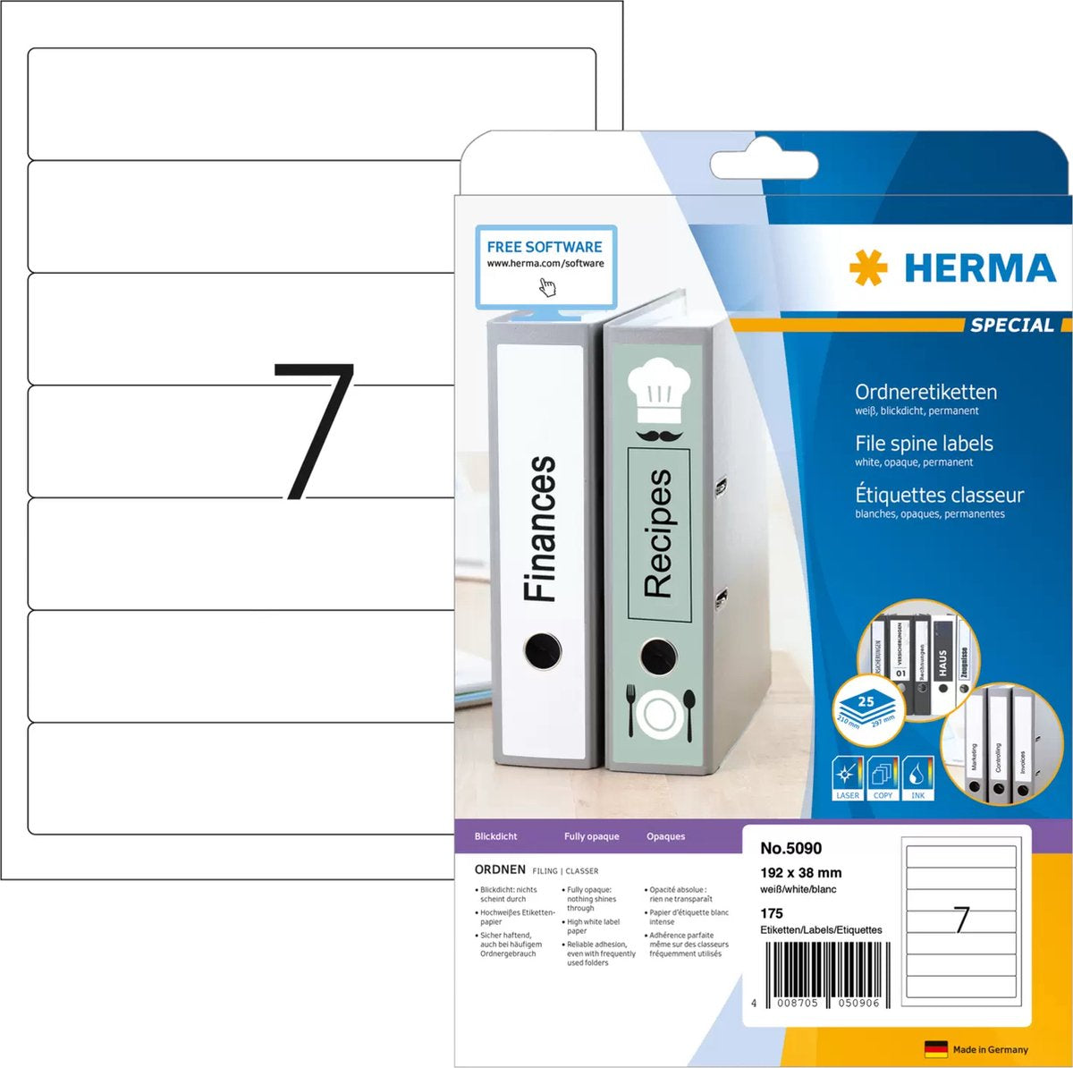 Herma mapetiketten wit 192x38mm 25 vel a4 175st.