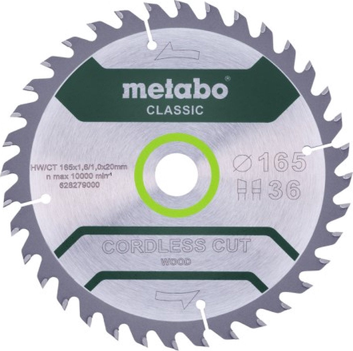 Metabo 628279000 hw ct cirkelzaagblad - 165 x 20 x 36t