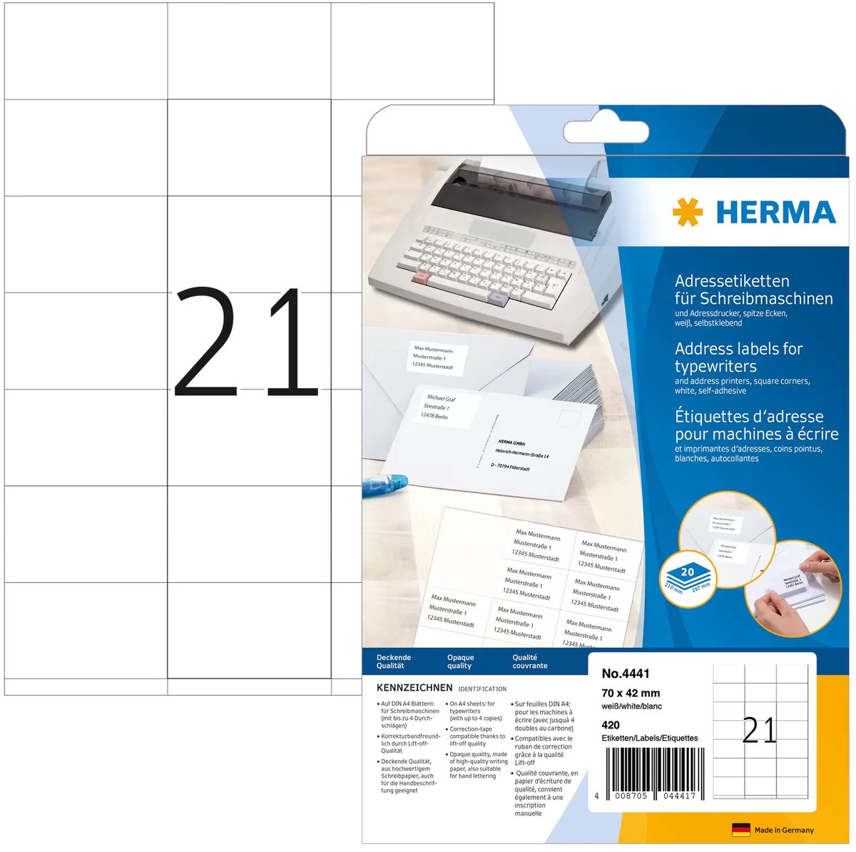 Herma 4441 adreslabels wit