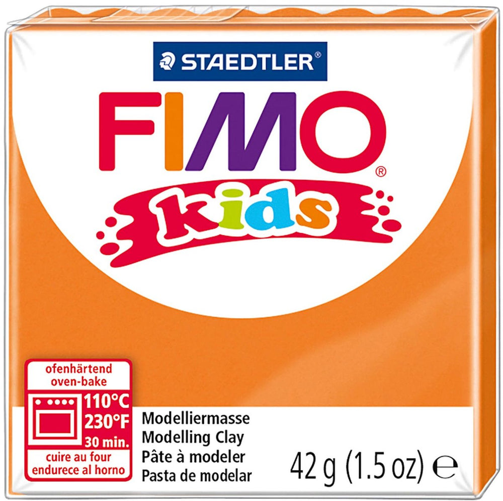 Fimo kids 8030 - ovenhardende boetseerklei - blokje 42 g - oranje