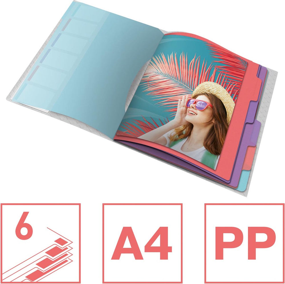 Esselte colour'breeze sorteermap, polypropyleen, ft a4, 6 tabs, assorti