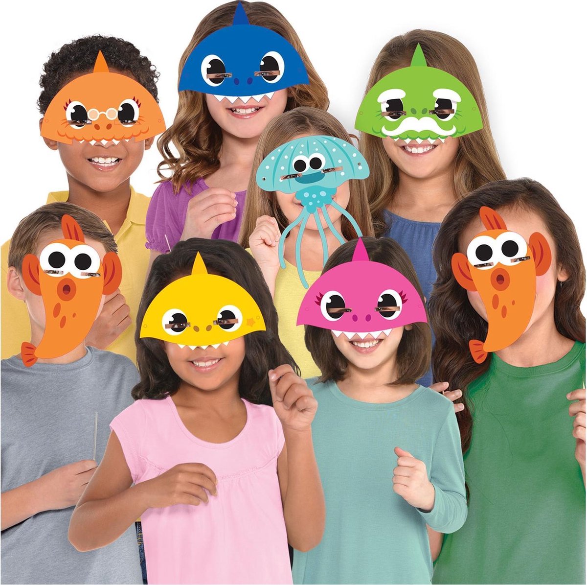 Baby shark pinkfong gezichtsmaskers junior papier one-size 8 stuks