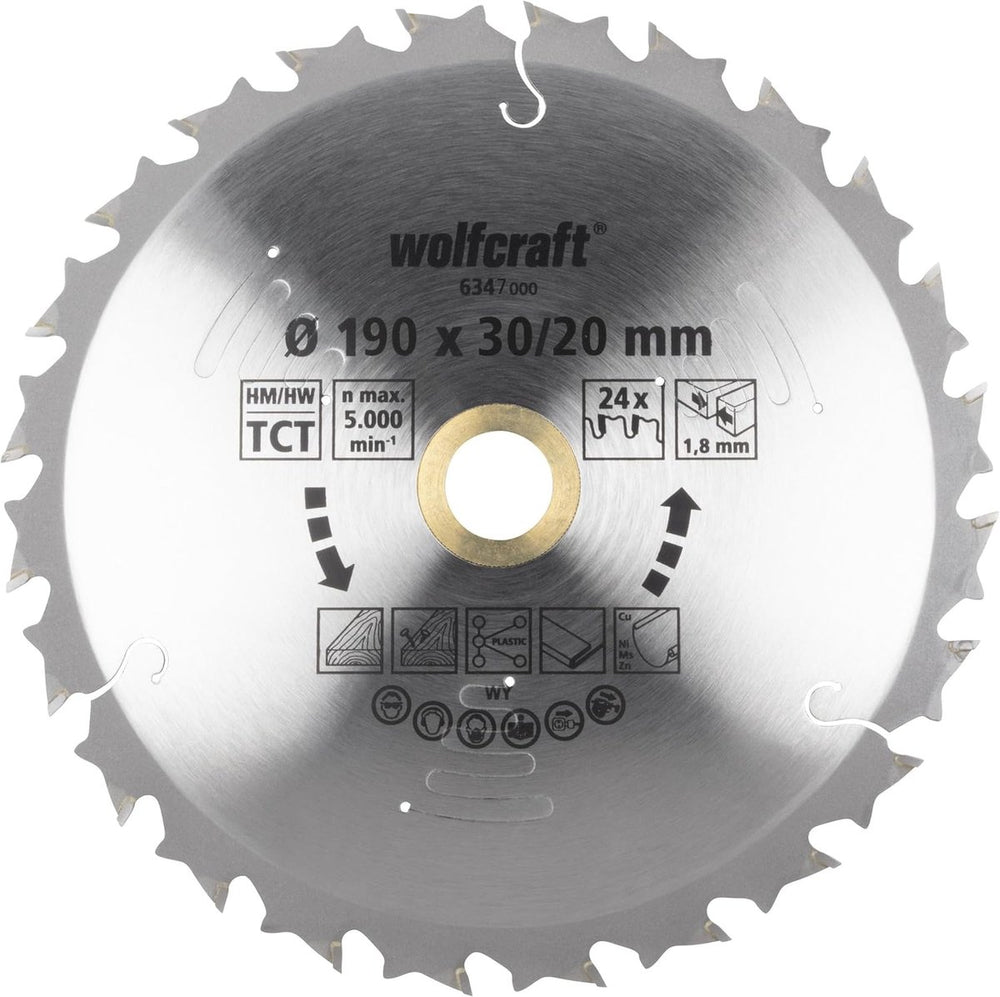 Wolfcraft - cirkelzaagblad 190mm - 24 tanden - voor accu handcirkelzaag - serie lila - 6347000