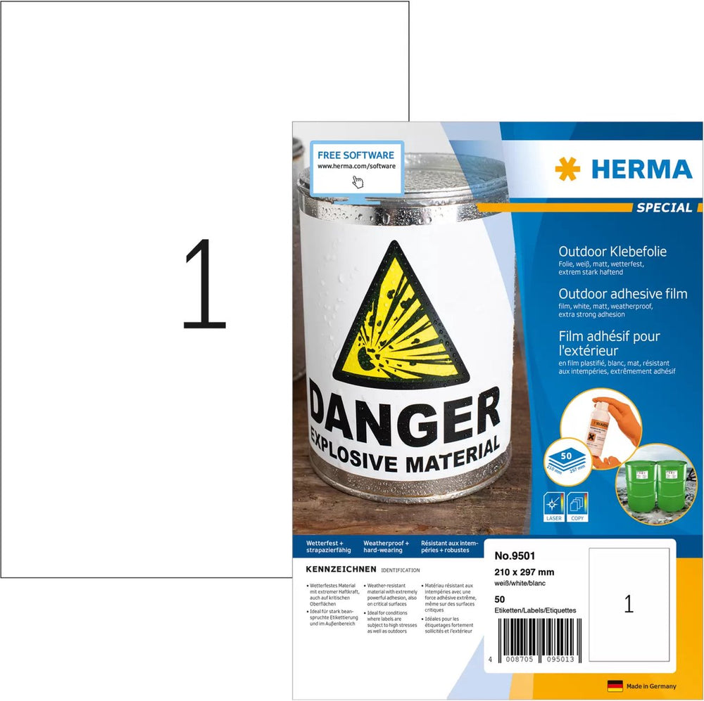 Herma outdoor adhesive film 9501 210x297 50 sheets 50 pcs.