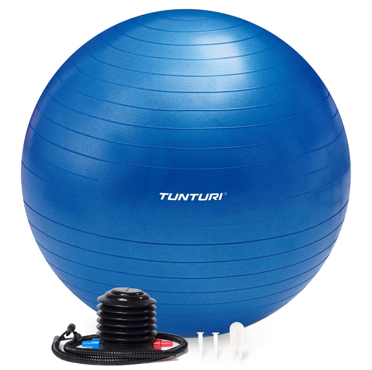 Tunturi anti burst fitness bal met pomp - yoga bal 75 cm - pilates bal - zwangerschapsbal – 220 kg gebruikersgewicht - incl trainingsapp – blauw