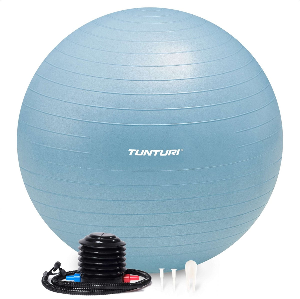 Tunturi anti burst fitness bal met pomp - yoga bal 65 cm - pilates bal - zwangerschapsbal – 220 kg gebruikersgewicht - incl trainingsapp – lichtblauw