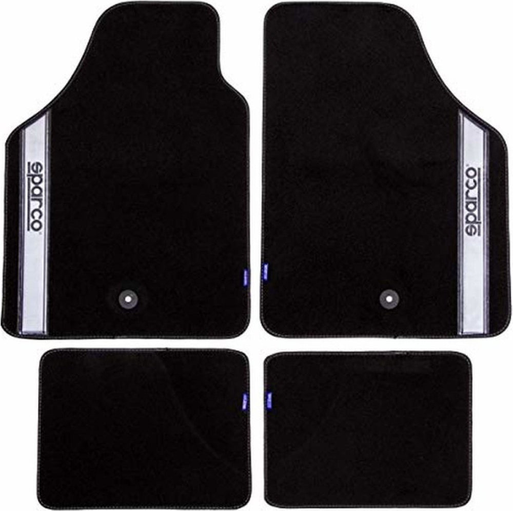 Sparco automatten universeel set van 4 - stof - zwart met grijs