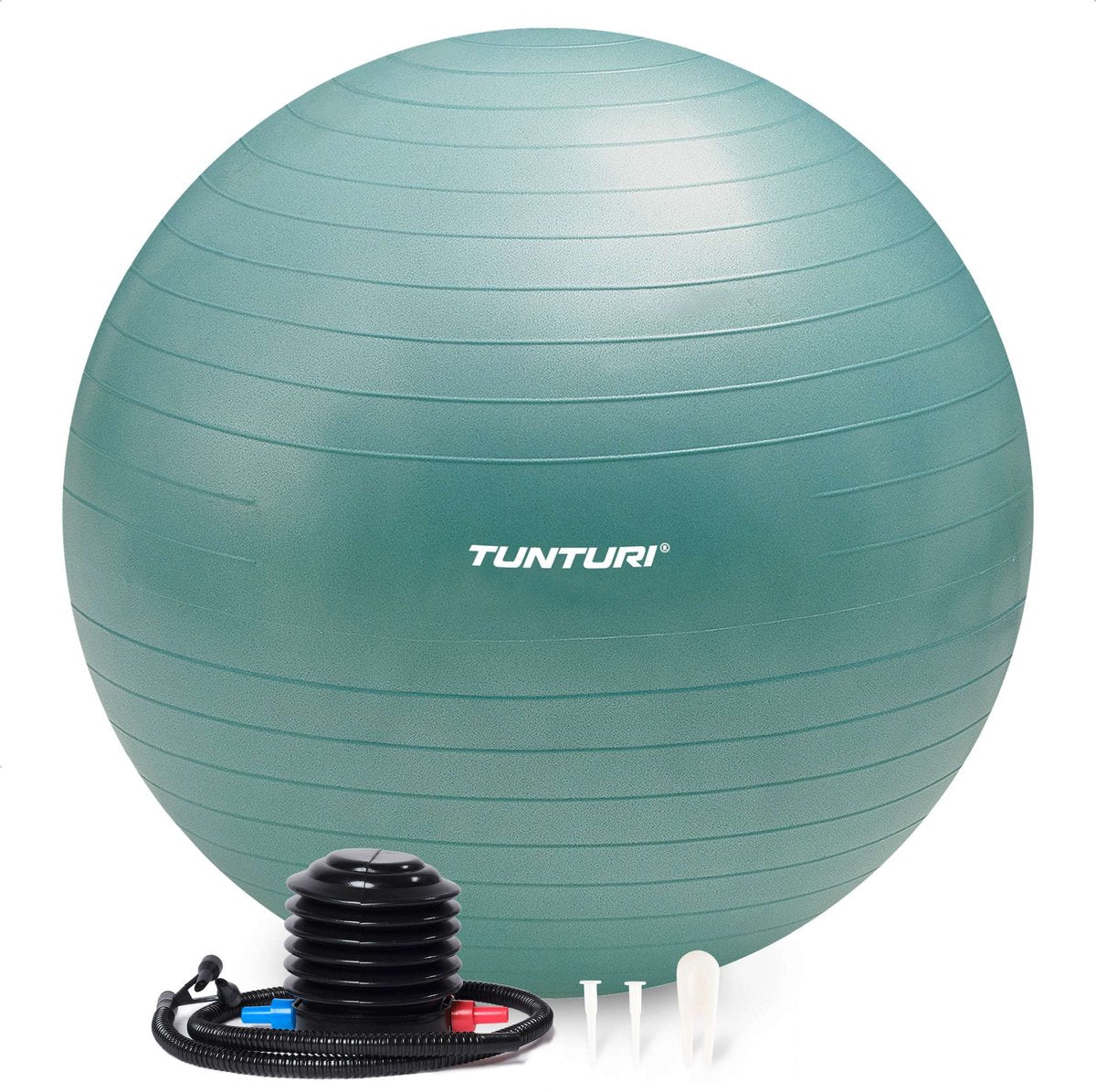 Tunturi anti burst fitness bal met pomp - yoga bal 75 cm - pilates bal - zwangerschapsbal – 220 kg gebruikersgewicht - incl trainingsapp – petrol