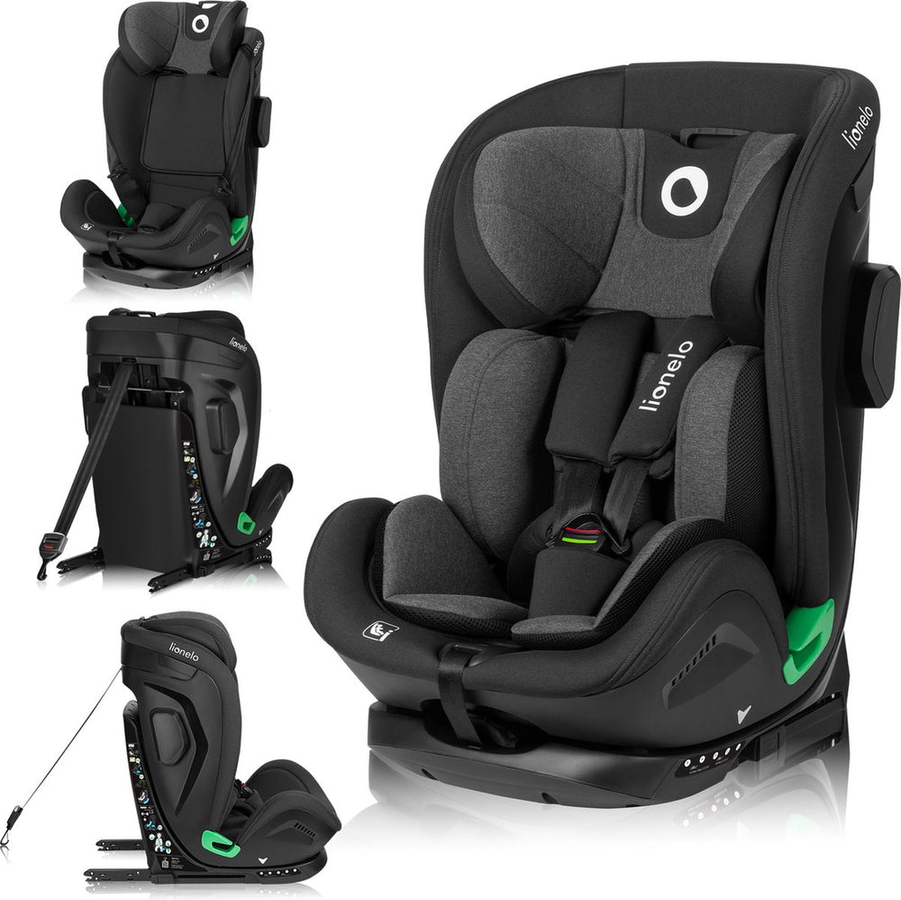 Lionelo harper i-size - autostoel - 9 tot 36 kg (1,5-12 jaar groep 1 2 3 76-150 cm) - met isofix - krachtige zijbescherming – interne gordels tot 125 cm (ca. 6 jaar) – geventileerde stoelschaal autostoeltje - universele pasvorm voor elke auto