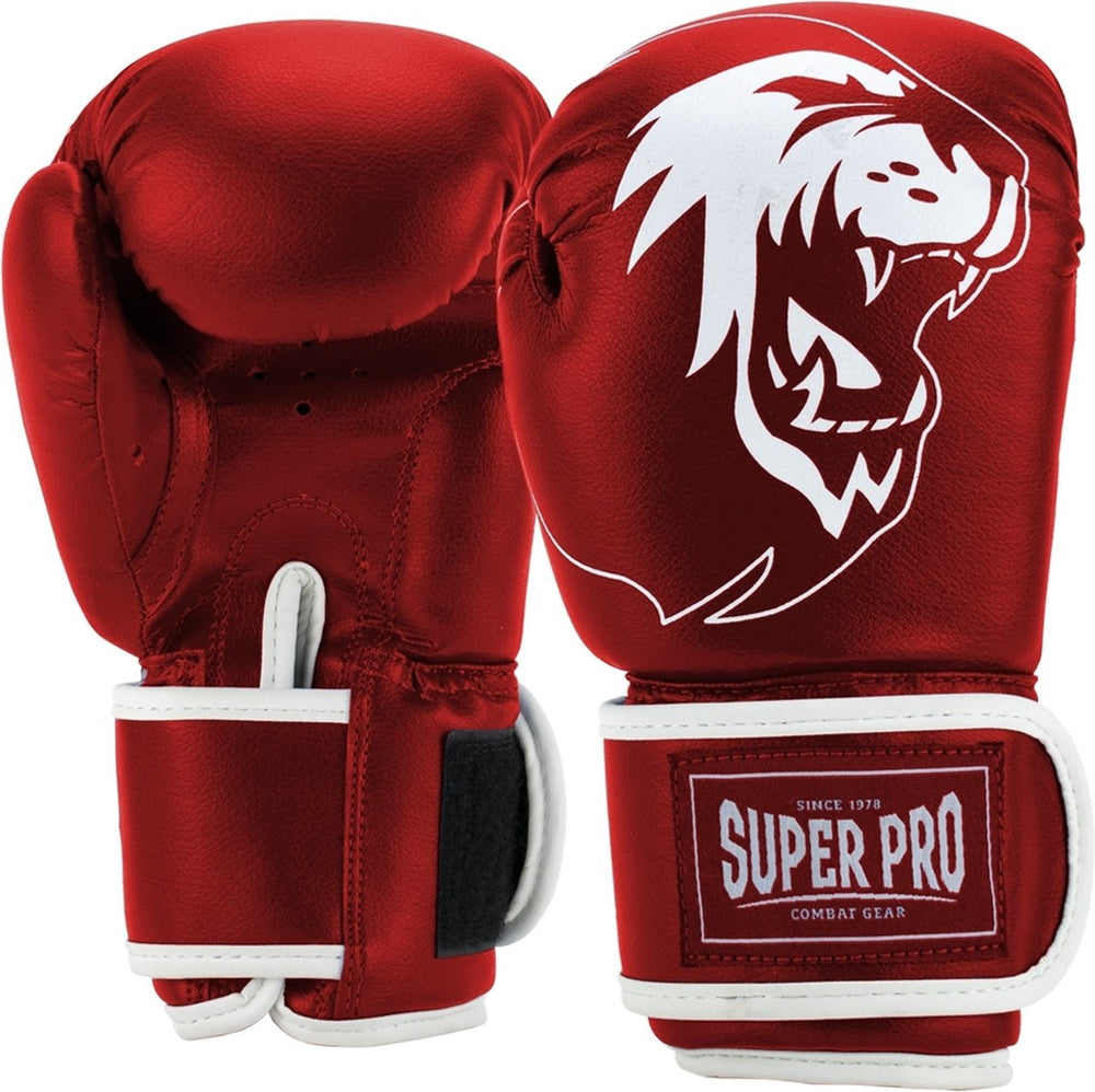 Super pro combat gear talent (kick)bokshandschoenen rood wit 8oz