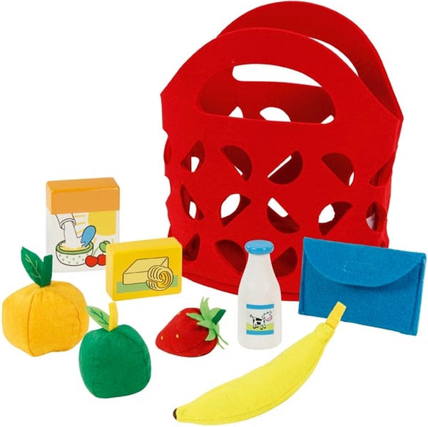 Goki winkeltas met boodschappen vilt, 9dlg.