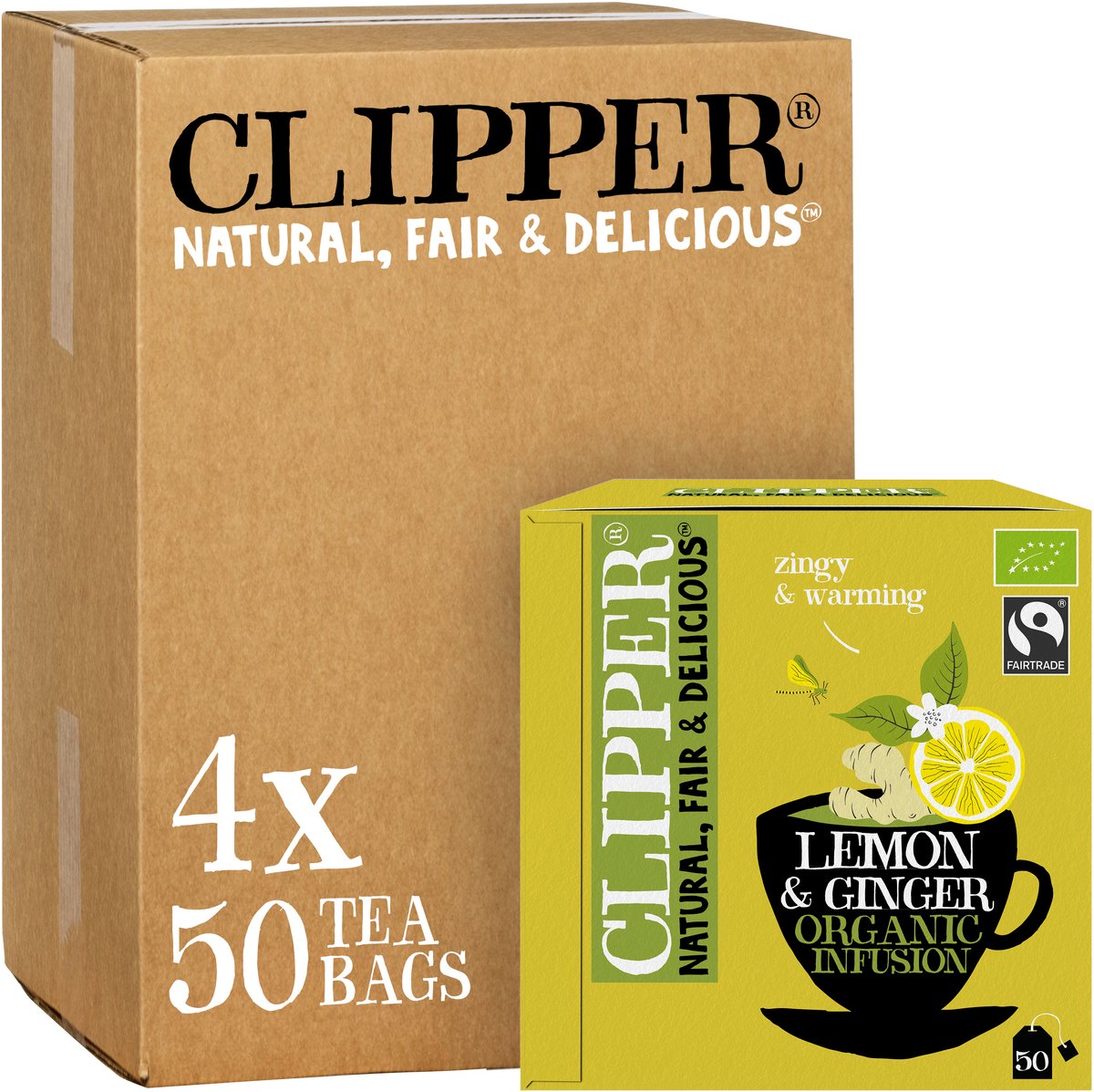 Clipper thee clipper - biologische thee - lemon ginger - citroen gember - 4x 50 theezakjes