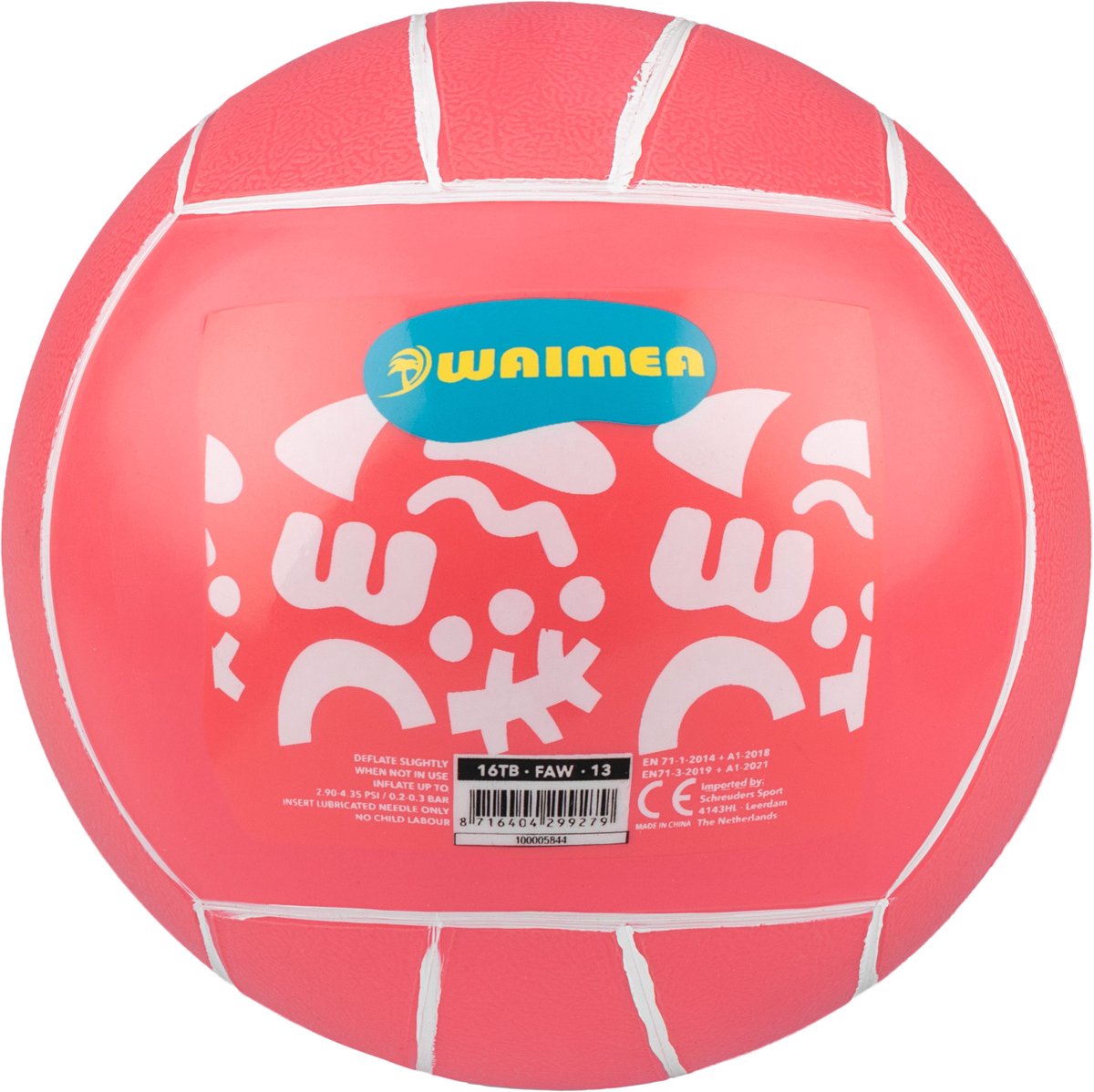 Waimea strandbal pvc - 13 cm - fluorroze - 13