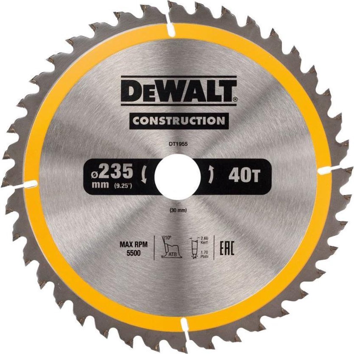 Dewalt cirkelzaagblad voor hout | construction | ø 184mm asgat 20mm 24t - dt1951-qz
