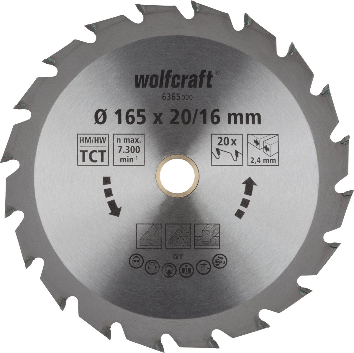 Wolfcraft - cirkelzaagblad 165x20mm - 20 tanden - zaagblad voor cirkelzaag - serie groen - 6365000