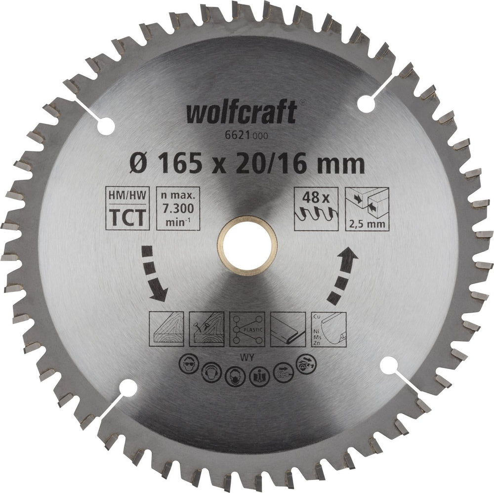 Wolfcraft - cirkelzaagblad 165x20mm - 48 tanden - zaagblad voor cirkelzaag - serie lila - 6621000