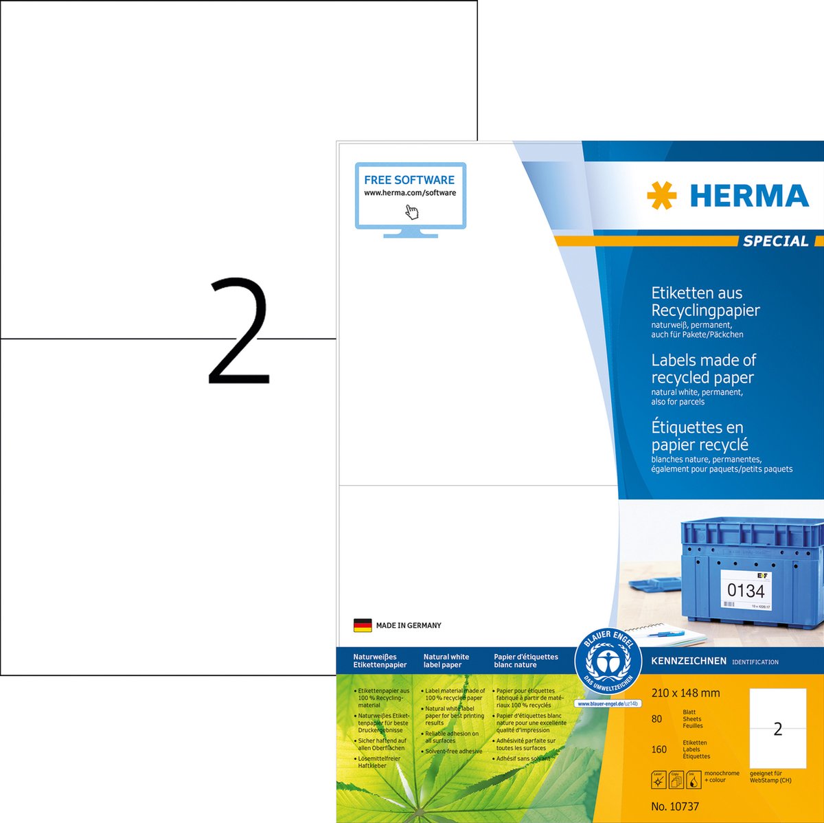 Herma - etiket recycling 210x148mm wit