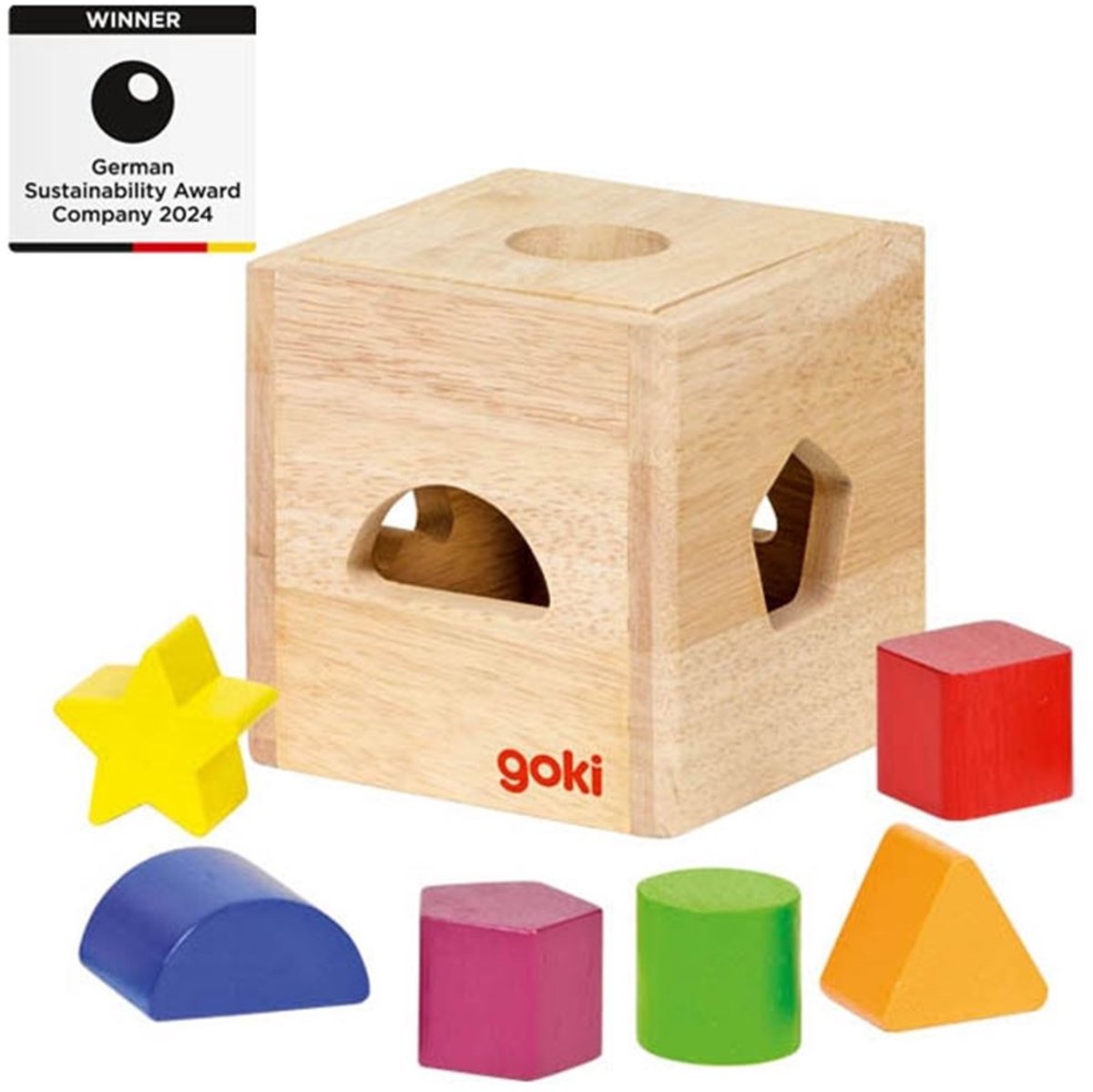 Goki houten sorteerkubus met blokken