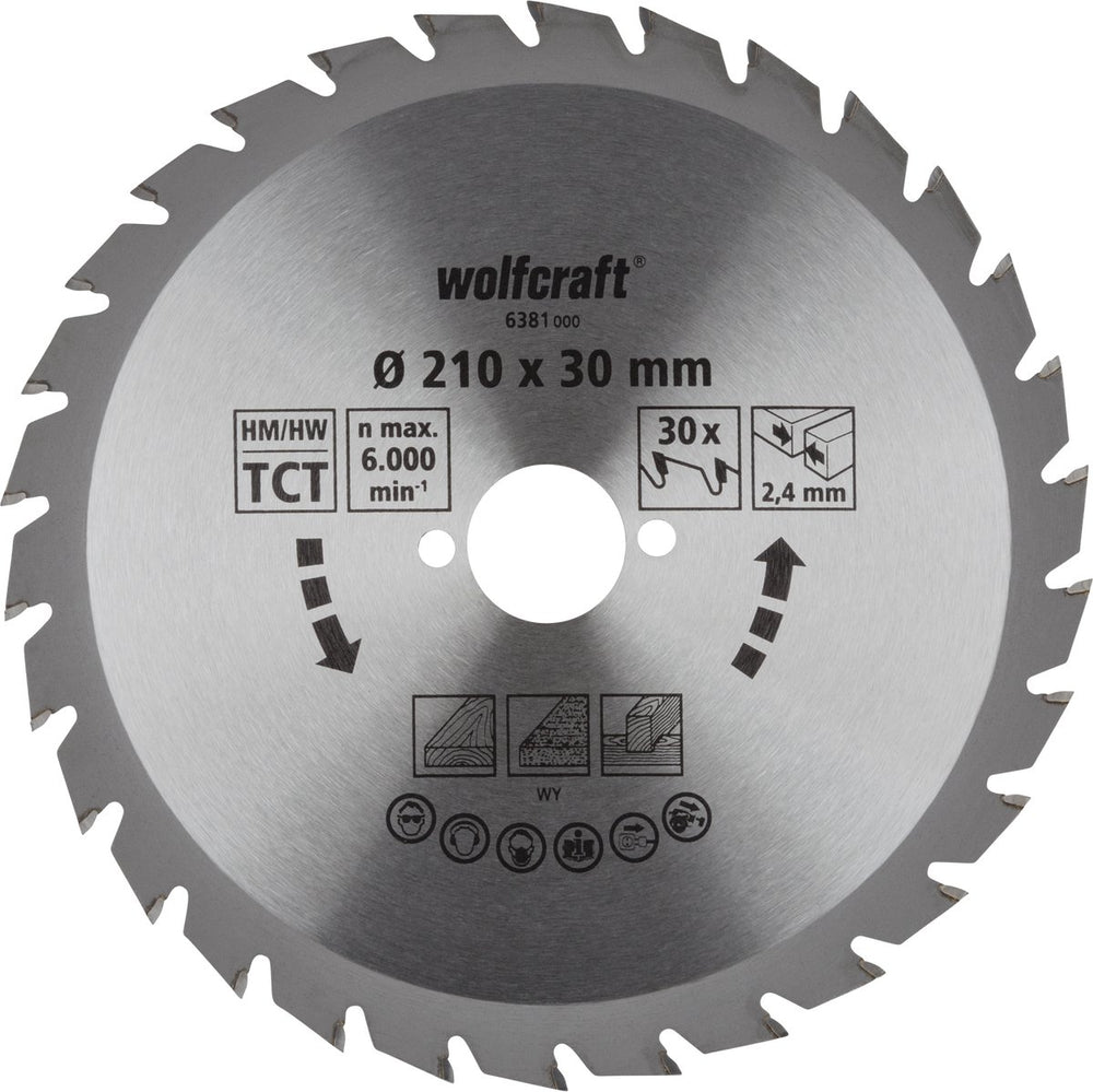 Wolfcraft - cirkelzaagblad 210x30mm - 30 tanden - zaagblad voor cirkelzaag - serie groen - 6381000