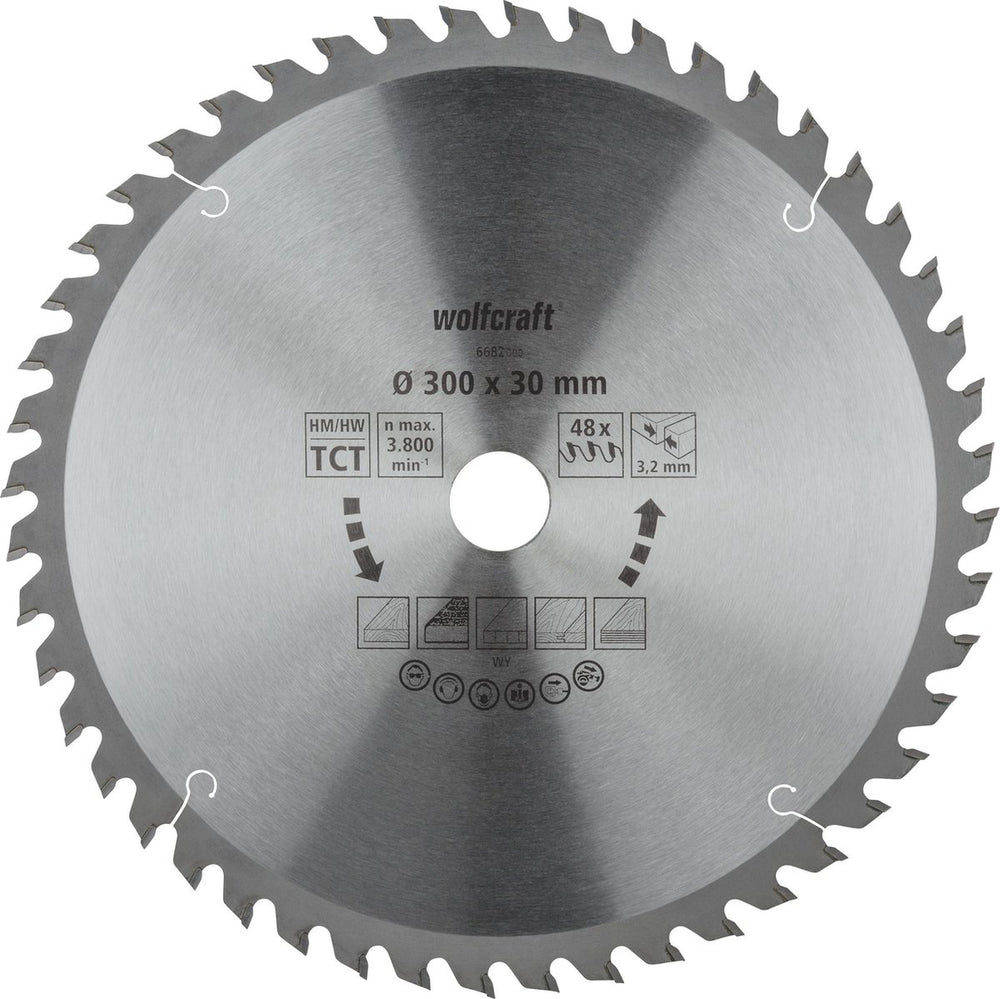 Wolfcraft - zaagtafel cirkelzaagblad 300x30mm - 48 tanden - zaagblad voor tafelzaag - 6682000