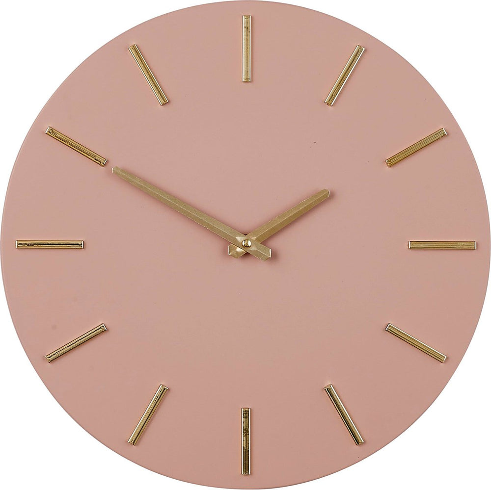 Mica decorations wandklok - roze goud - d36 cm - aluminium - muur klok - rond
