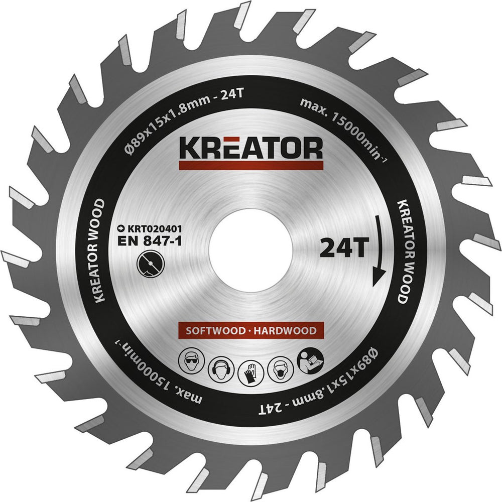 Kreator - krt020401 - cirkelzaagblad - ø 89x15x1,8mm 24t
