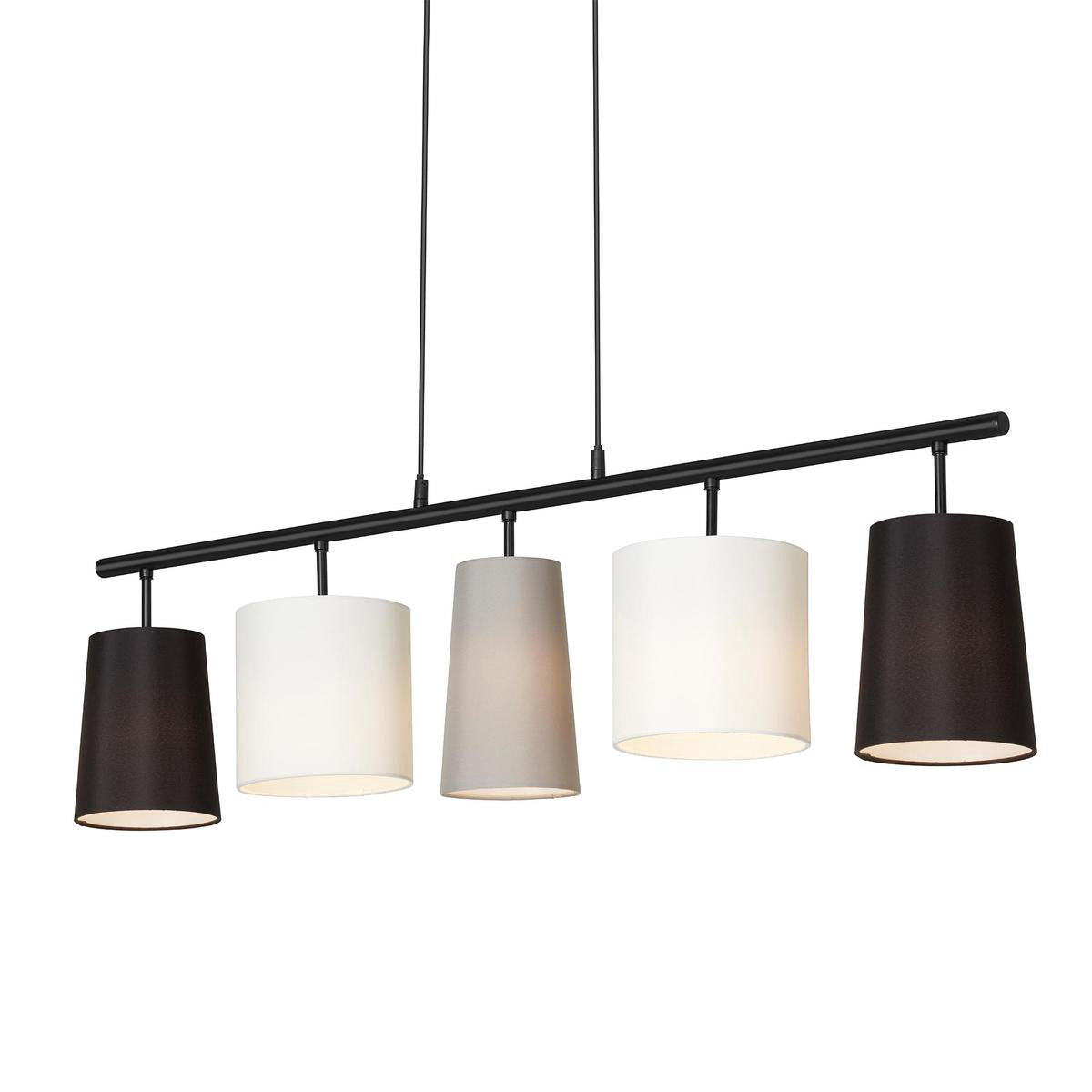 Briloner leuchten shades - hanglamp zwart - 5 lichts - textiele kap - ontwerp door kare
