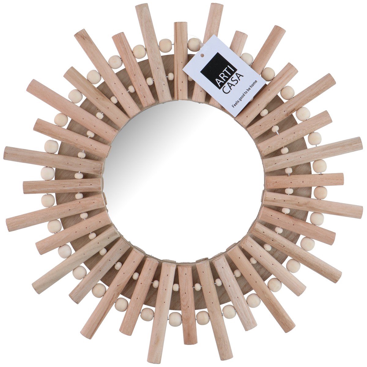 Arti casa wandspiegel - ronde spiegel zon - 30cm - hout