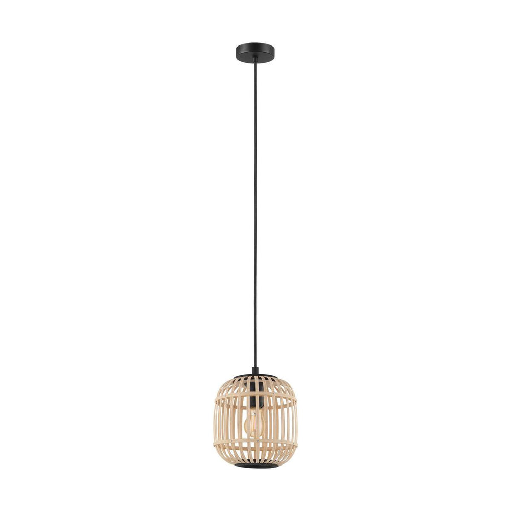 Eglo bordesley hanglamp - 1 lichts - ø21cm. - e27 - bamboe, rotan - zwart, bruin