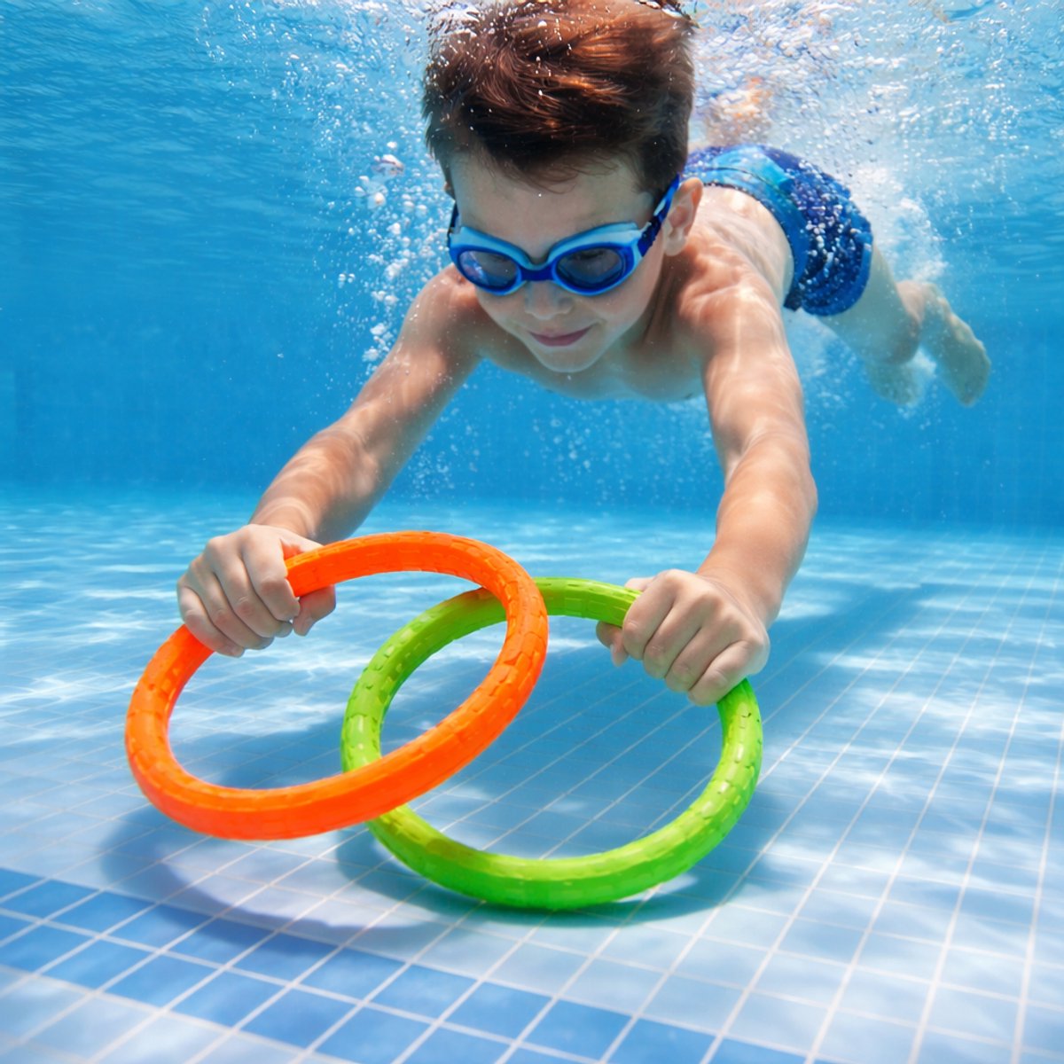 Eddy toys duikringen 2 stuks - zwemspeelgoed duikringen kinderen - waterspeelgoed duiken - opvallende kleuren - 1 willekeurige kleur combinatie