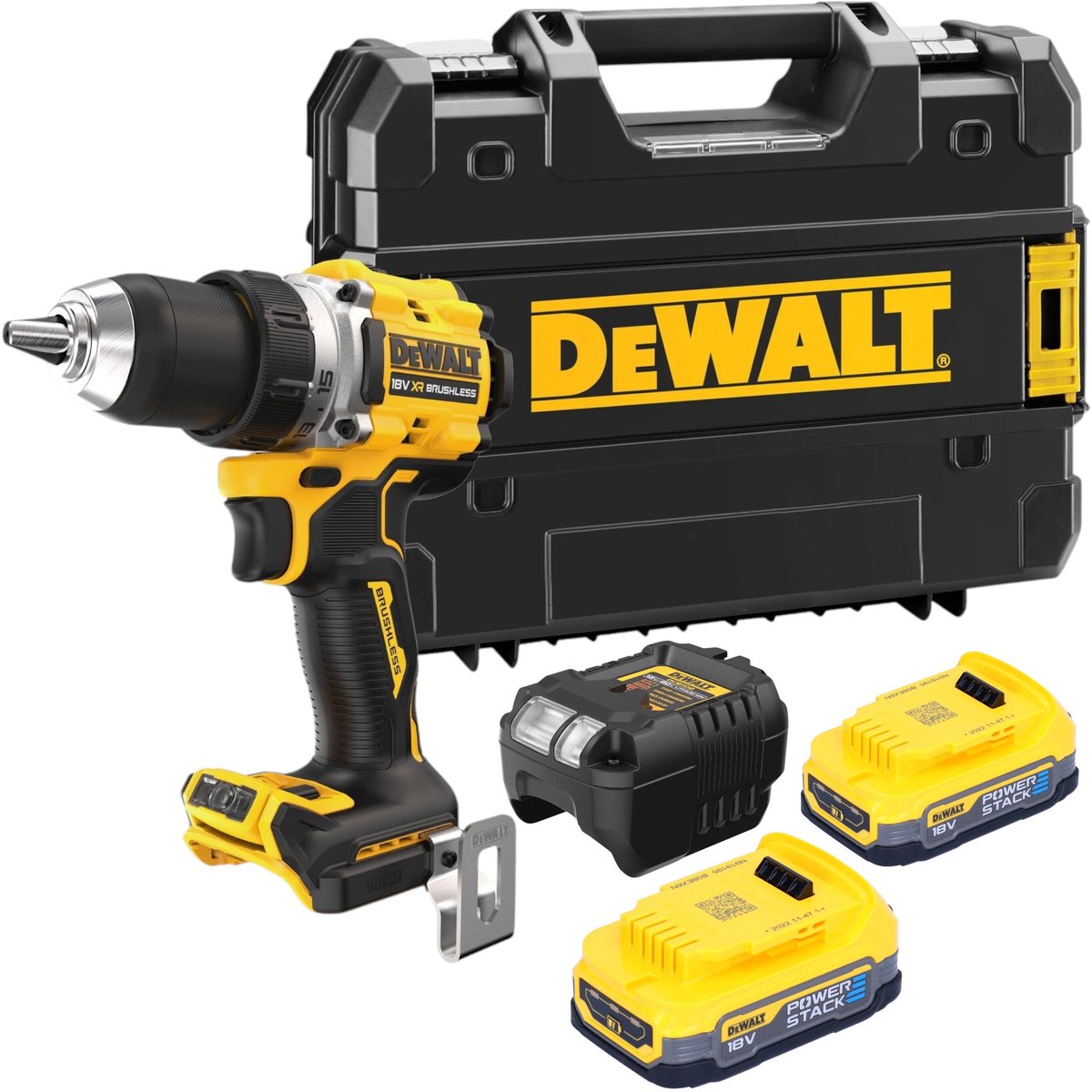 Dewalt dcd800e2t compacte accu schroefboormachine 18v xr 1.7ah powerstack in tstak