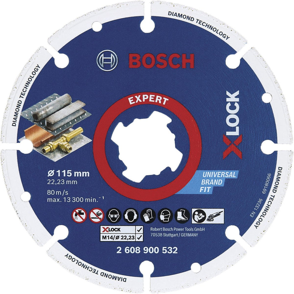 Bosch accessories 2608900532 x-lock diamanten doorslijpschijf diameter 115 mm boordiameter 22.23 mm metaal 1 stuk(s)
