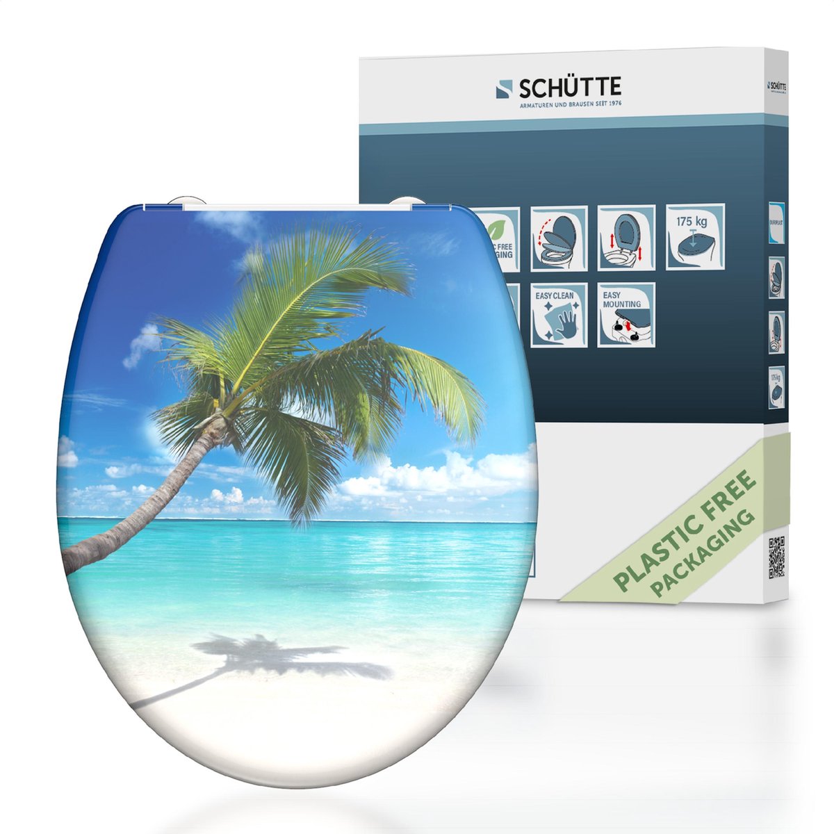 Schütte wc-bril 82363 carribean - duroplast - soft close - afklikbaar - rvs-scharnieren - decor - 3-zijdige print