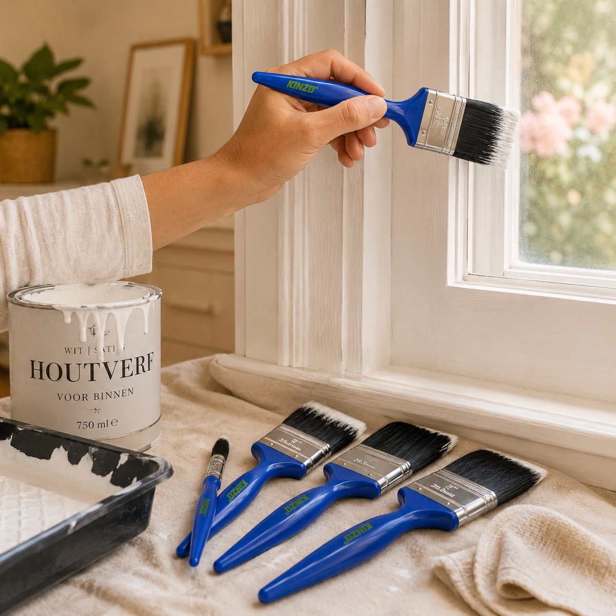 Kinzo kwasten set – 5 stuks – verfkwasten 12, 25, 38 en 50 mm – voor schilderklussen in en om huis
