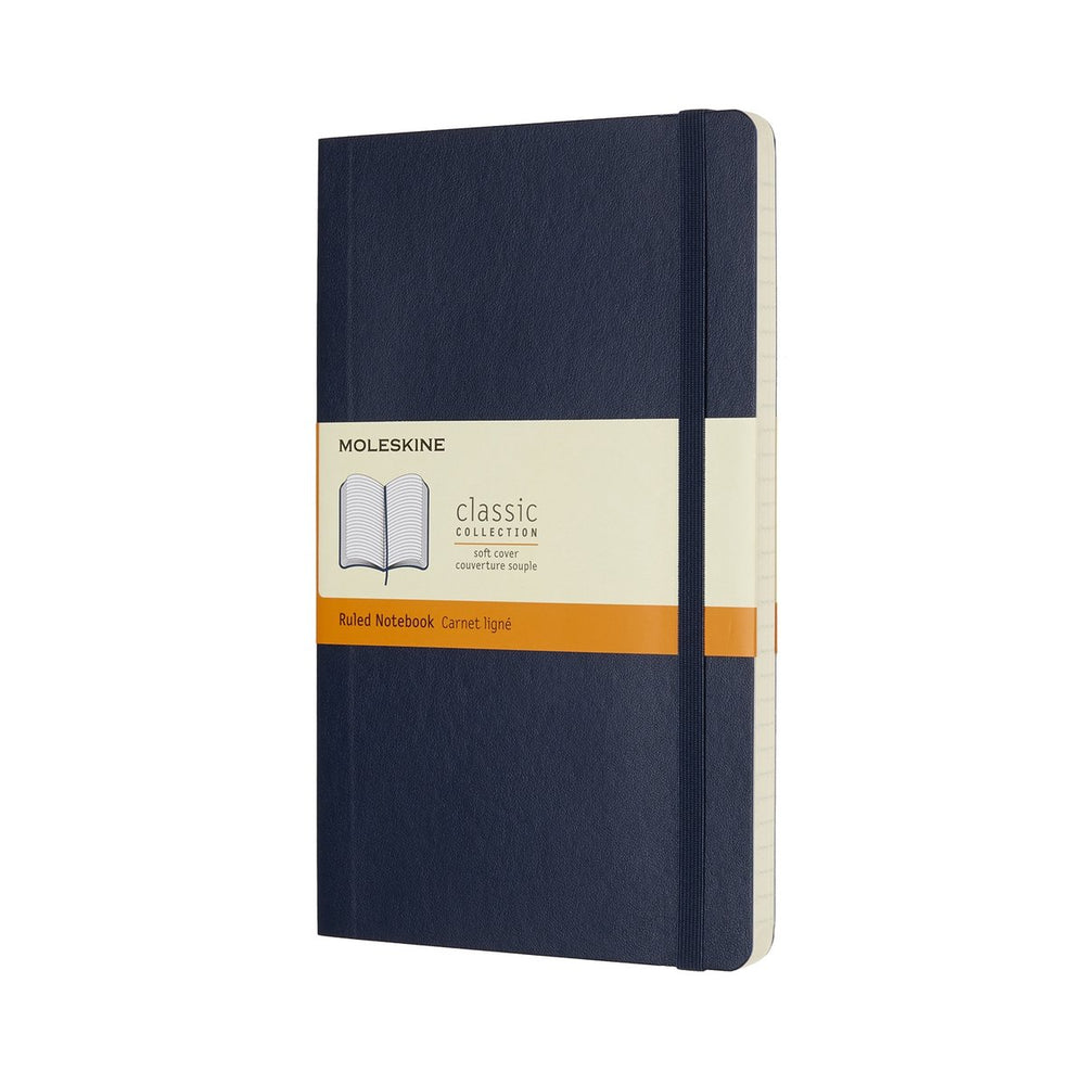 Moleskine classic notitieboek - large - softcover - gelinieerd - saffier blauw