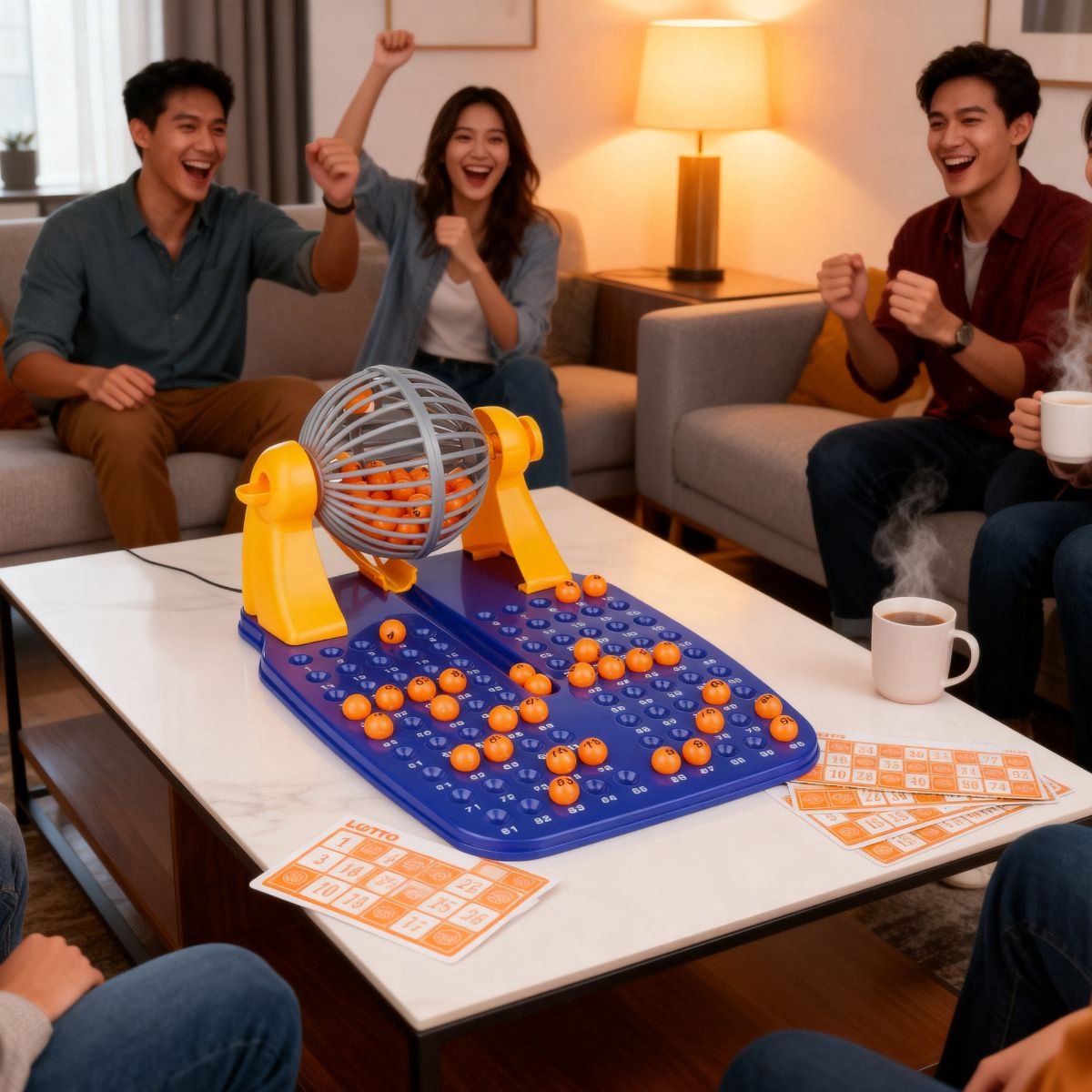 Eddy toys bingo spel - klassiek loterijspel met draaimolen - inclusief 48 kaarten - gezelschapsspel voor kinderen en volwassenen