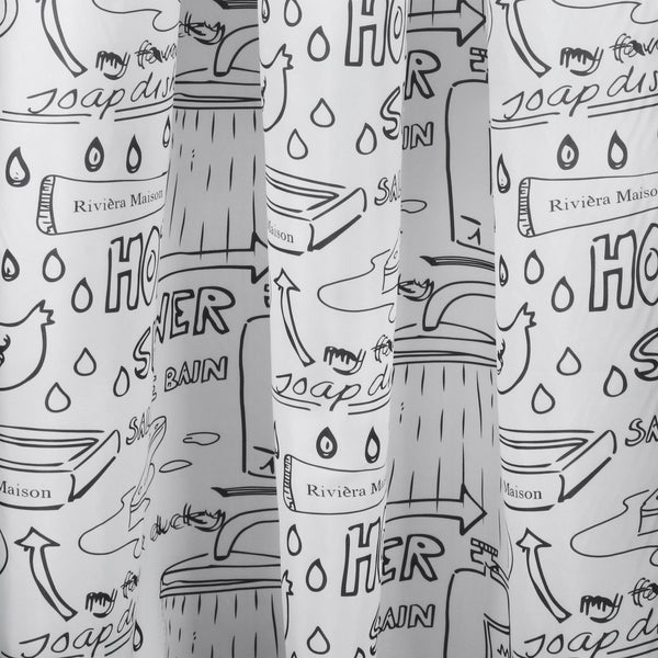 Differnz douchegordijn bath – 180 x 200 cm – verzwaard – 100% polyester – wit zwart
