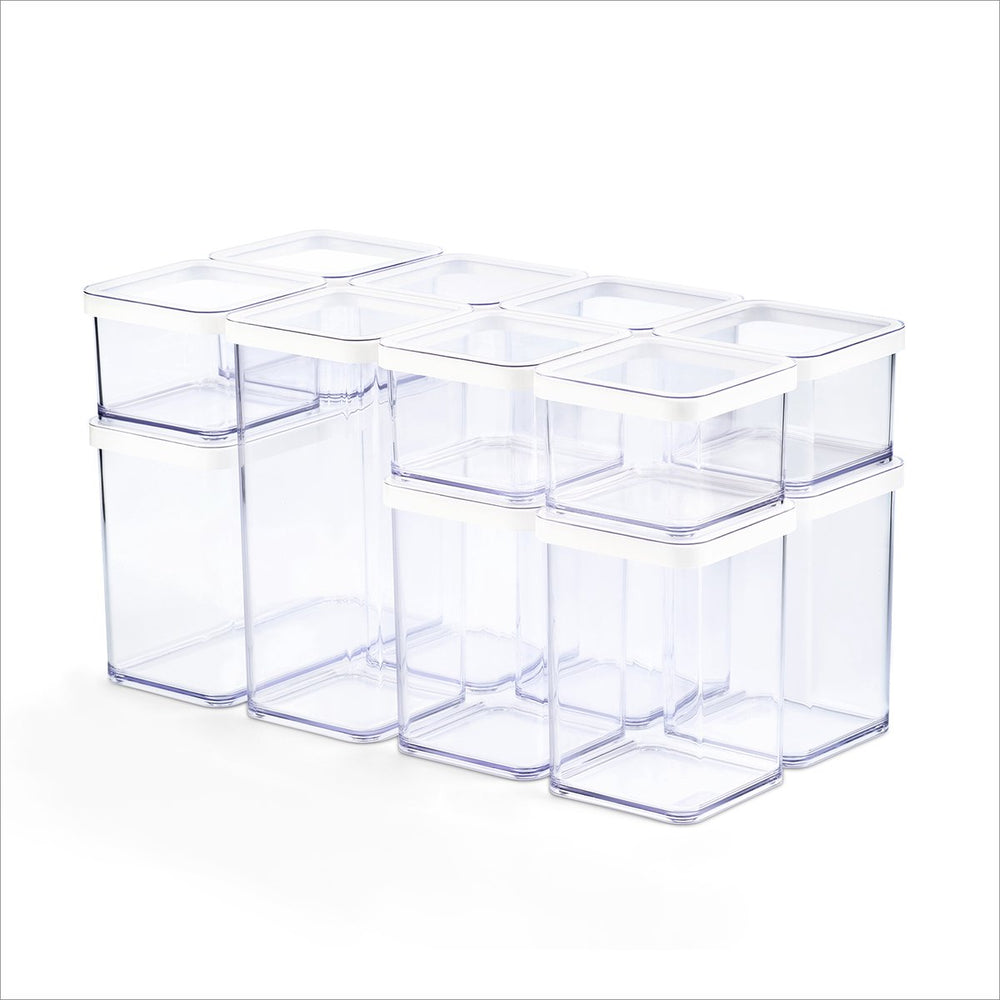 Rotho loft - set premium bewaarbussen 12-delig - luchtdicht - vaatwasmachinebestendig - wit